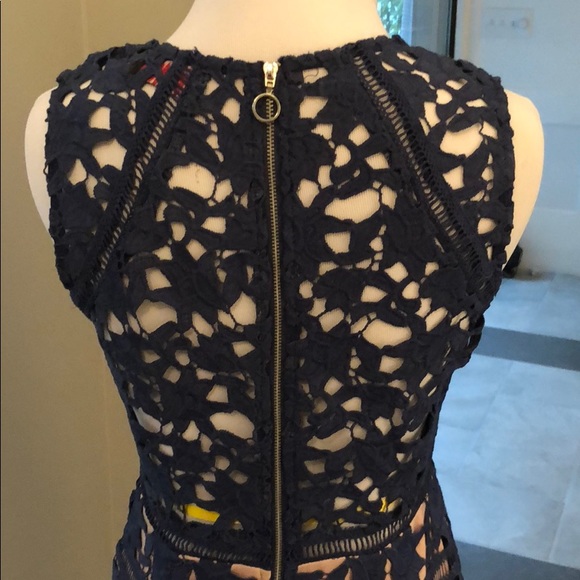 Sale!!Slate blue fitted lace dress with tan lining - Picture 7 of 7